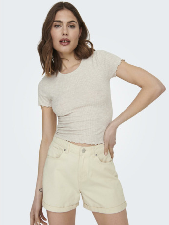 Regular Fit O-Neck Short Sleeves (S/S) Top met ronde hals voor dagelijks gebruik met ruches