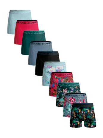 Heren 10-Pack Boxershort Print/Effen Print/Black/Blue/Green/Red/Blue