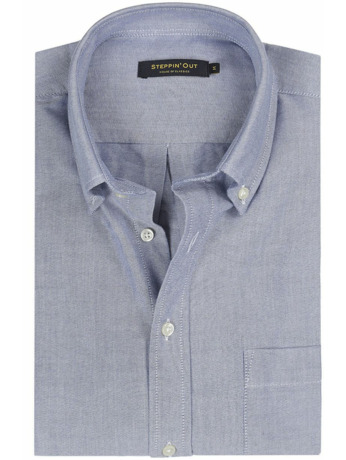 Steppin' Out Overhemd Oxford Melange Blauw