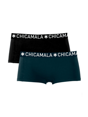 Dames 2-pack Boxershorts Effen Black/Blue