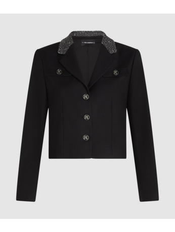 BOUCLE DETAIL TWILL JACKET