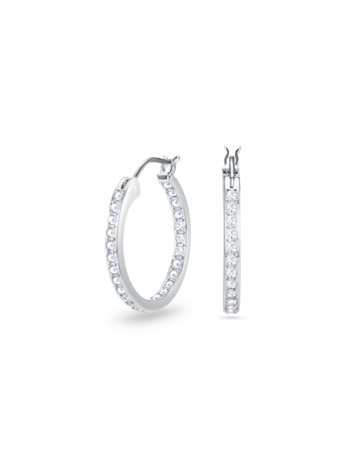Sommerset Pierced Earrings Hoop OU Rhodium shiny Crystal