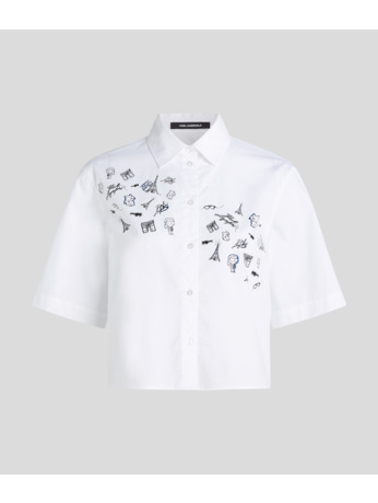 PARIS PRINT POPLIN BLOUSE