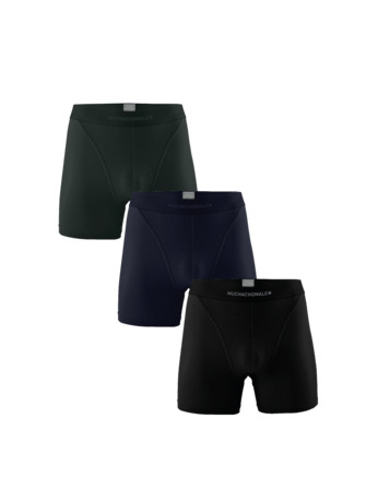 Heren 3-Pack Korte Effen Black/Blue/Green