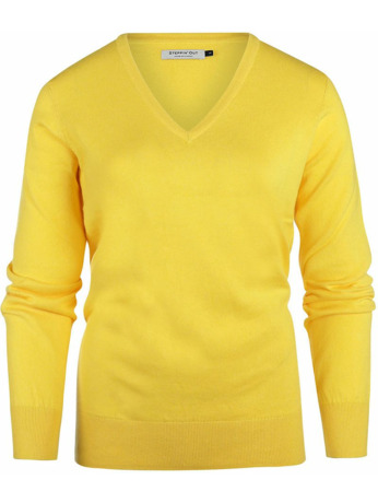 Steppin' Out Trui Cashmere Dames V-hals Geel