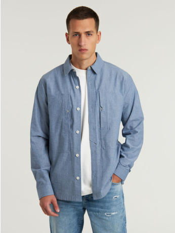 Chasin Heren Lange Mouw Overhemd Blauw Cooper Chambray