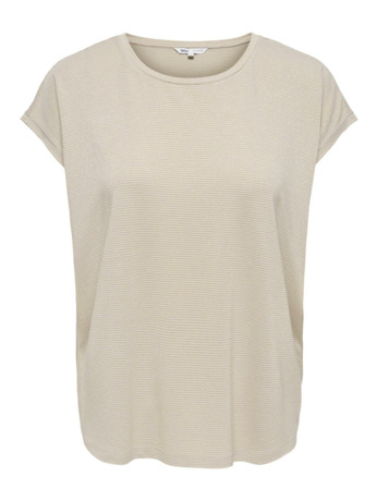 Regular Fit O-Neck Short Sleeves (S/S) Basic top met V-hals en glitterdetail