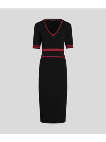 SIGNATURE V-NECK KNIT DRESS