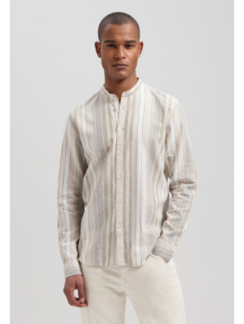 Mao Shirt Linen Stripe