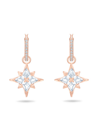 Symbolica Pierced Earrings Hoop Rose Gold shiny White Crystal