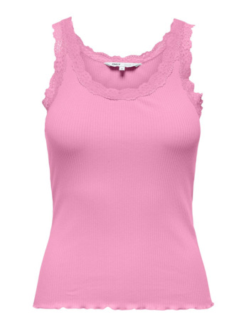 Regular Fit U-Neck Sleeveless (S/L) BASIC Mouwloze tanktop met U-hals en kanten detail