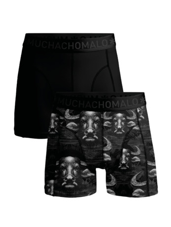 Heren 2-pack Boxershorts print/effen Print/Grey