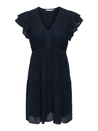 Regular Fit V-Neck Short Sleeves (S/S) V-hals jurk met kant detail
