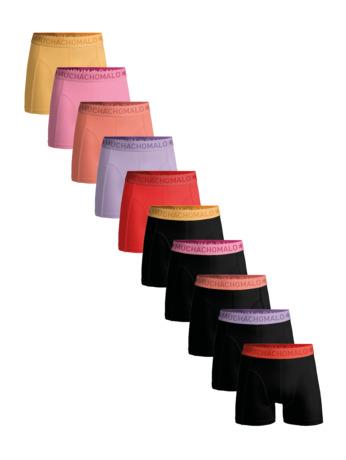 Heren 10-Pack Boxershorts Effen Black/Red/Purple/Pink/Yellow