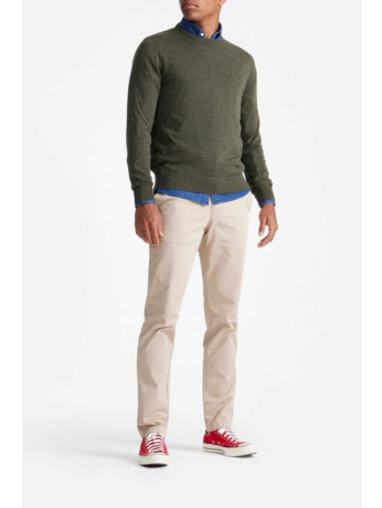 King Essentials The John Pullover Merino Army Groen