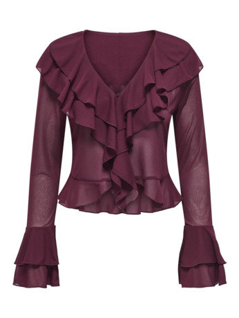 Regular Fit V-Neck Long Sleeves (L/S) Feesttop met lange mouwen en V-hals