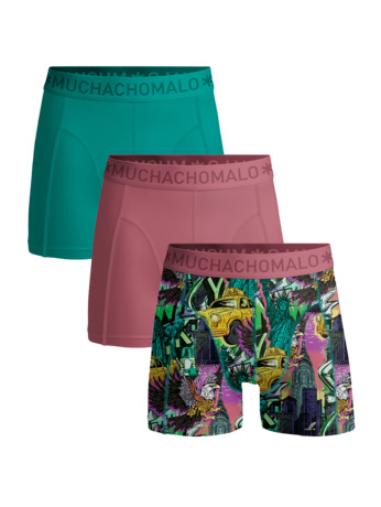 Jongens 3-Pack Boxershort Print/Effen Print/Pink/Green
