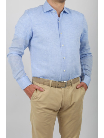 Suitable Overhemd Linnen Lichtblauw