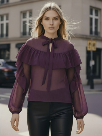 HDMELISA RUFFLE LS BLOUSE