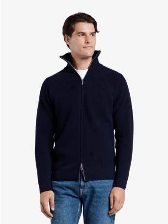 No Label Heren Trui Navy Girton Merino Cashmere