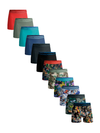 Heren 12-Pack Boxershort Print/Effen Print/Black/Green/Blue/Grey/Orange