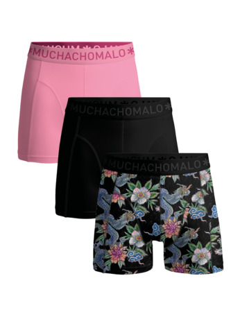 Heren 3-Pack Boxershorts Print/Effen Print/Black/Pink