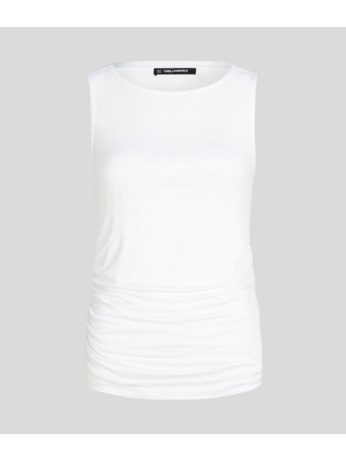 BOAT NECK RUCHED DETAIL TOP
