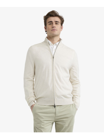 Fine Merino Zip Thru Cardigan 100% Merino Wool Heren