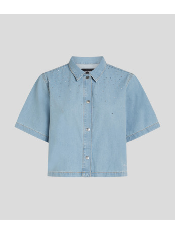 RHINESTONE SS DENIM SHIRT