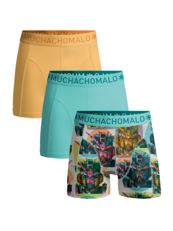 Heren 3-Pack Boxershorts Print/Effen Print/Blue/Yellow