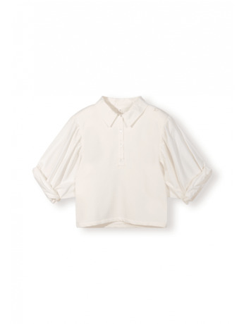 balloon sleeve polo blouse