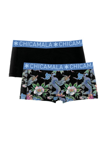 Dames 2-pack Boxershorts Print + Effen Print/Black