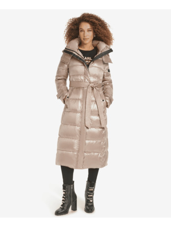 Contrasterende maxi puffer met riem