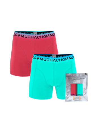 Heren 2-pack microfiber korte effen Coral/lightblue