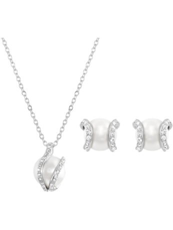 Nude Set OU Rhodium shiny Crystal White Pearl Crystal