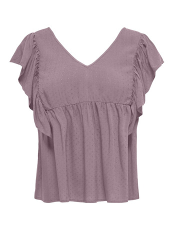 Regular Fit V-Neck Short Sleeves (S/S) Zomerse top met ruches in regular fit