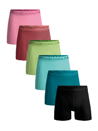 Heren 6-Pack Boxershorts Effen Black/Blue/Green/Red/Pink