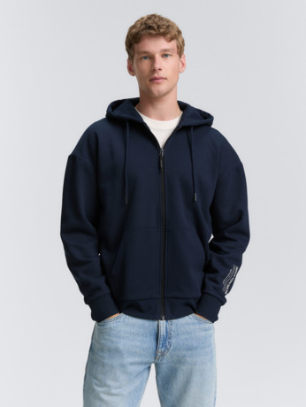 Relaxed fit sweatjack met capuchon