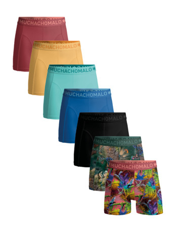 Heren 7-Pack Boxershorts Print/Effen Print/Black/Blue/Orange/Red