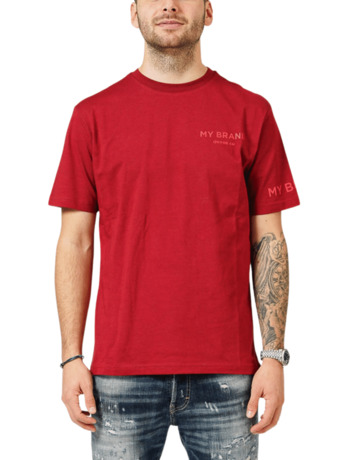 MY BRAND LOGO UPSIDE DOWN CHEST BURGUNDY T-SHIRT