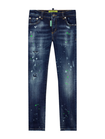 BLUE DISTRESSED NEON GREE