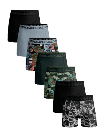 Heren 7-Pack Boxershorts Print/Effen Print/Black/Green/Blue