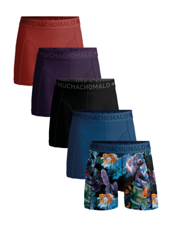 Heren 5-Pack Boxershort Print/Effen Print/Blue/Black/Purple/Red