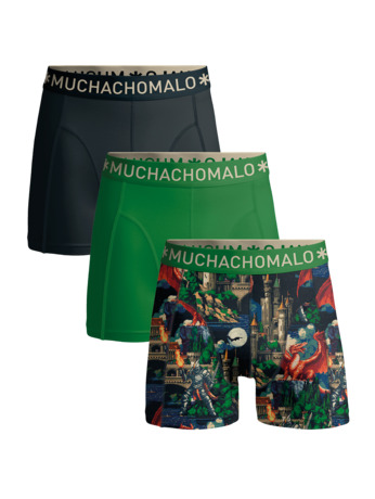 Jongens 3-Pack Boxershort Print/Effen Print/Green/Black