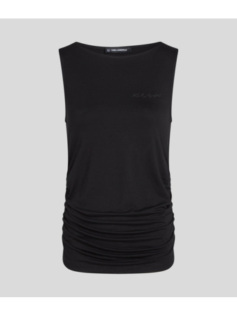BOAT NECK RUCHED DETAIL TOP