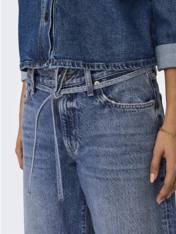 Balloon Fit Riemlussen Hoge Taille Straight Fit Jeans