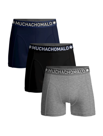 Heren 3-Pack shorts Effen Black/Blue/Grey Melee