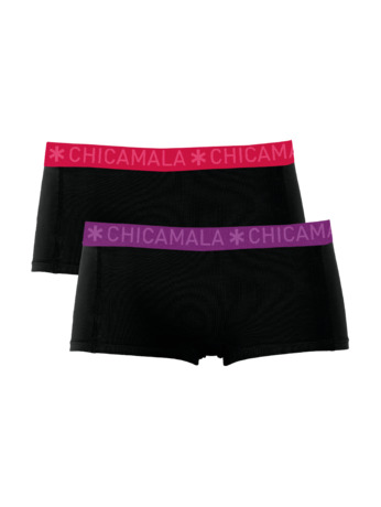 Dames 2-pack Boxershort Solid Black/Black