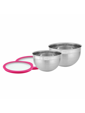 Bowls Set with airtight lids from glass 2 pieces Ø 20, 24 cm I 8.0, 9.5 in.