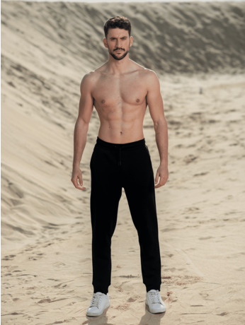 Heren Geborduurde Trainingsbroek Zwart Black